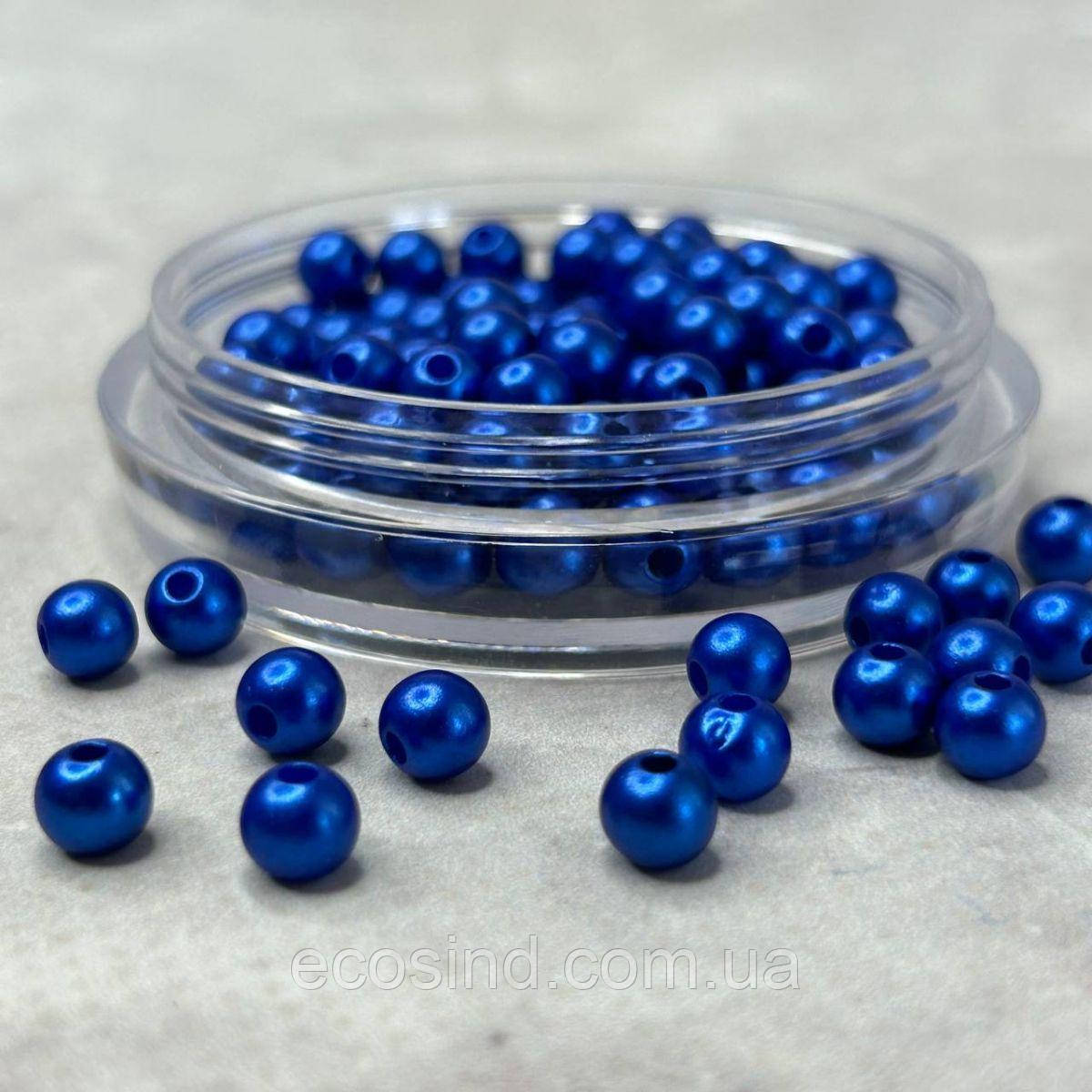 (20 грам) Намистини пластик  Ø6мм - електрик перламутр, фото 1