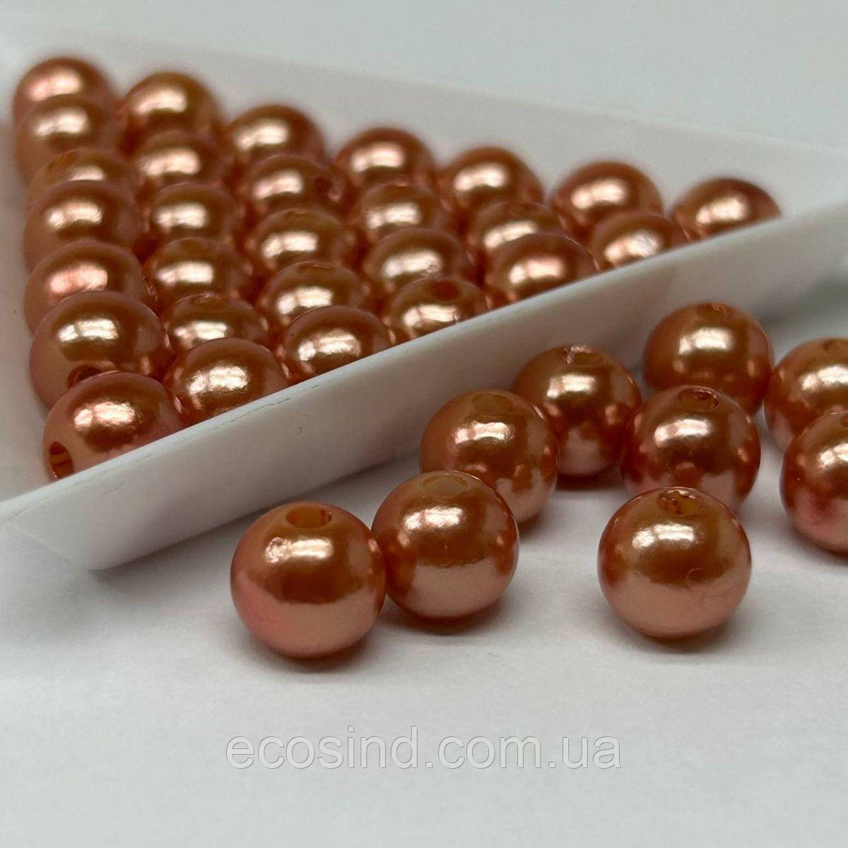 (20 грам) Намистини пластик Ø8мм - коричневий перламутр, фото 1