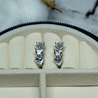 Сережки Xuping Jewelry сердечки з білим цирконом з медичного сплаву родій 14х5 мм XCP-141