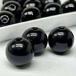 (20 грам) Перли бусини пластик Ø12мм - чорний матовий