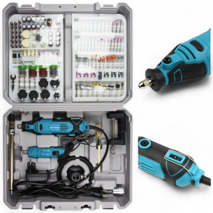 Гравер Grand МГ-670К/12V (Два гравери, 252 насадки, гнучкий вал, штатив, ЧЕХІЯ)