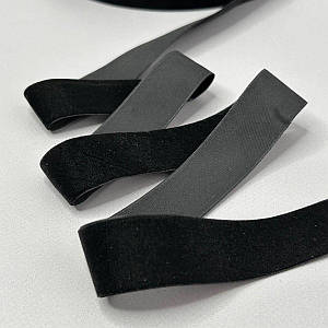 Оксамитова стрічка декоративна 2,5 см. боб. 20 м - чорний