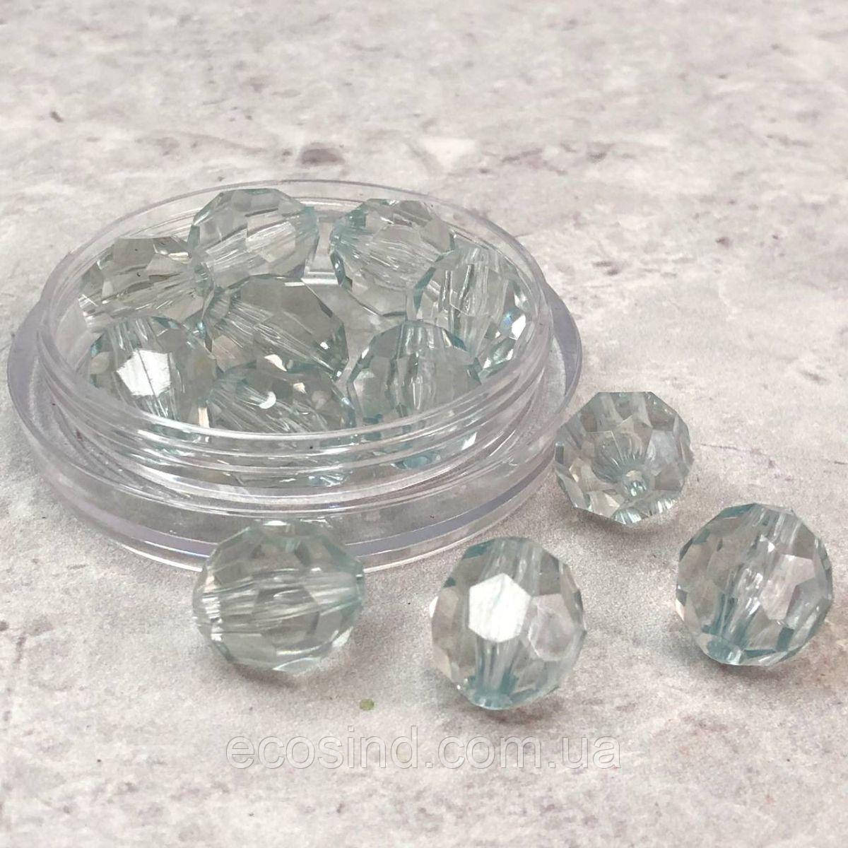 Ø16 мм Намисто грановане пластик - водний прозорий, фото 1