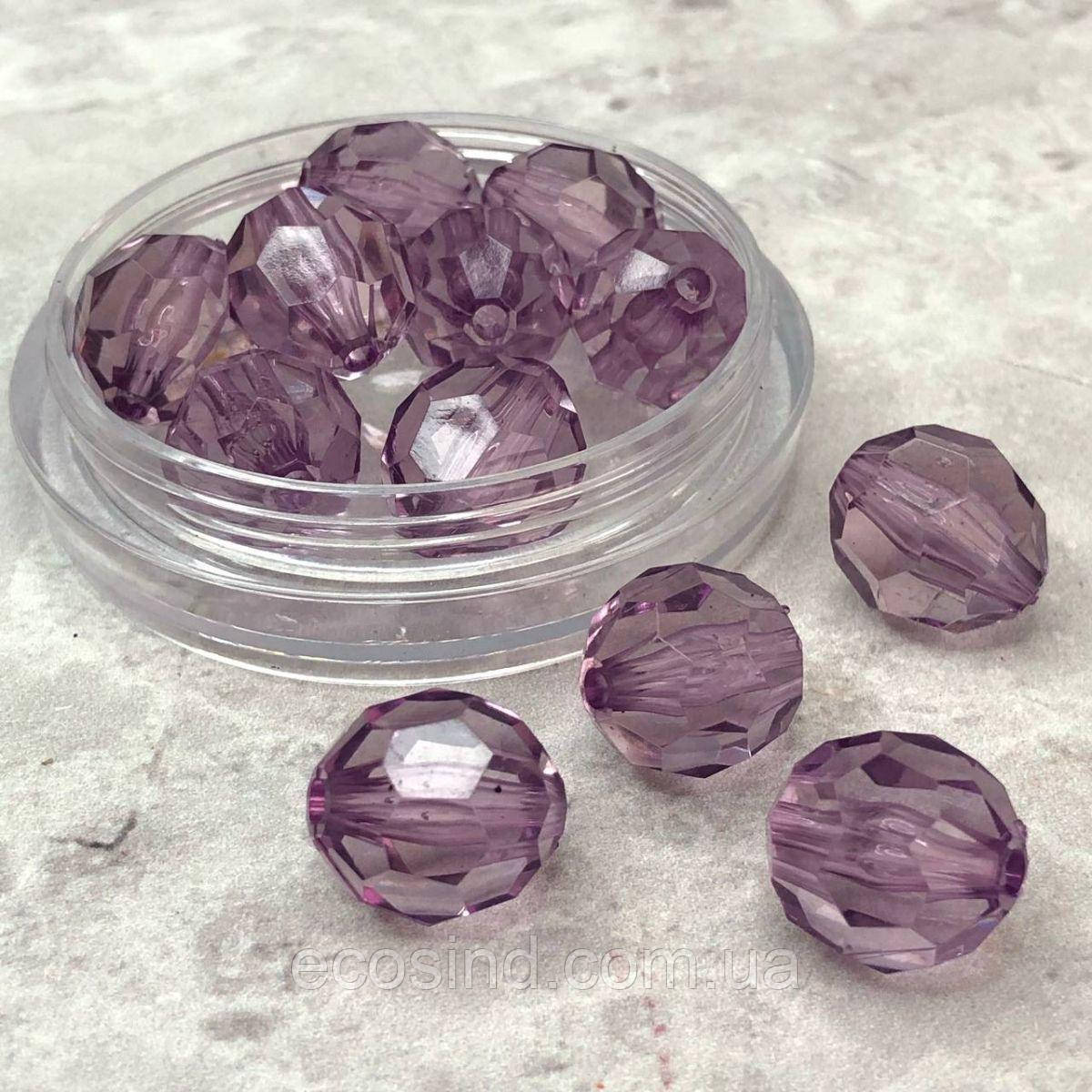 Ø16 мм Намисто грановане пластик - фіолетовий прозорий, фото 1