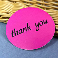 Бірка наклейка Thank you 50 мм - малиновий