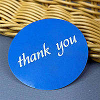 Бірка наклейка Thank you 50 мм - синя