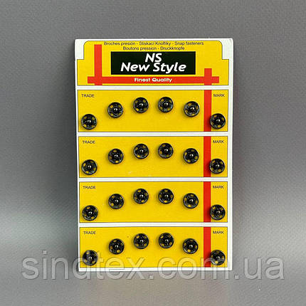 D=10мм, пришивні застібки-кнопки для одягу Sindtex 24шт метал - темний сірий, фото 1