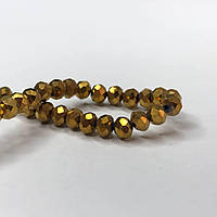 Намистини кришталеві рондель 4х3мм, нитка-130 шт, темне золоте напилення