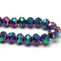Намистини кришталеві рондель 4х3мм, нитка-135 од, гальванічне райдужне напилення