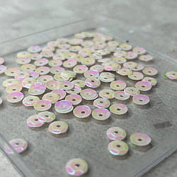 5 г - Паєтка кругла шестигранник 7 мм - білий з АВ