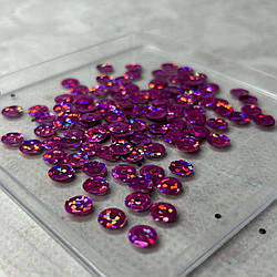 5 г - Паєтка кругла шестигранник 7 мм -  малинова голограма