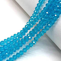Намистини кришталеві рондель 4х3мм, нитка-135 од, блакитний прозорий