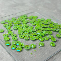 5 г - Паєтка кругла шестигранник 7 мм - салатовий з АВ