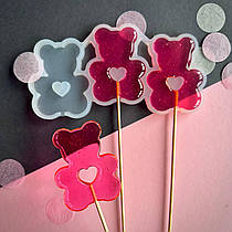 Силіконовий молд для льодяників "Ведмедик із серцем"