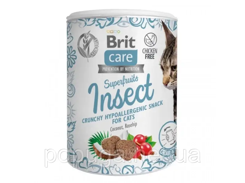 Brit Care Cat Snack Superfruits Insect ласощі для котів із чутливим травленням КОМАХИ 100г