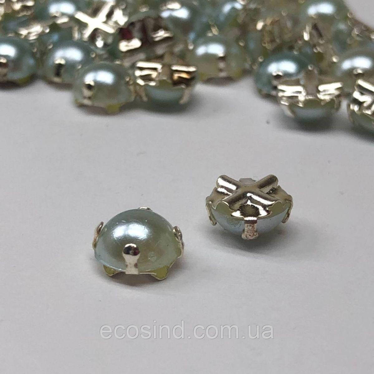 7 мм - Напівбусини в оправі, пришивні - 10г блакитний, фото 1