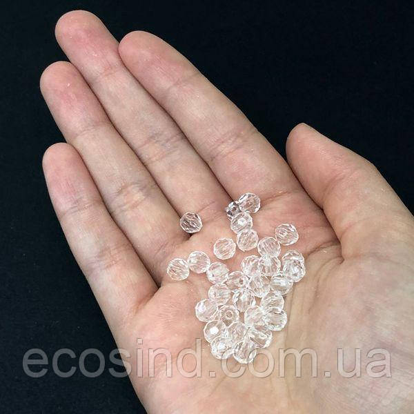 Намистини пластикові грановані 6х6мм, колір-прозорий-20г, фото 1