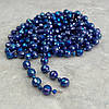 Намистини пластикові на нитці Ø 4 і 9 мм - 90 см синій з АВ, фото 2