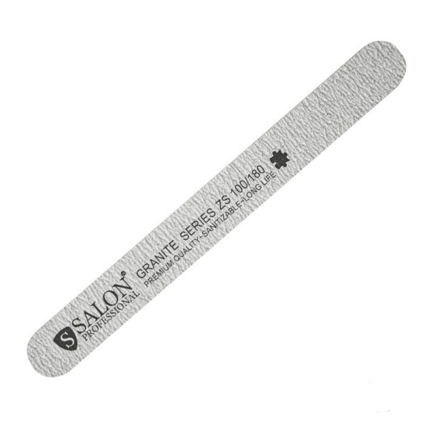 Пилка для нігтів Salon Professional 100/180 GRANITE, пряма, вузька, сіра
