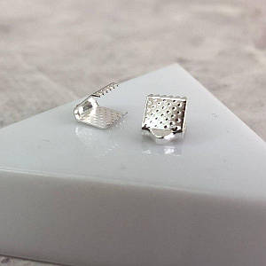 Затискач для стрічок і шнура 6 мм, уп 10 шт - срібло