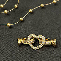 Застібка Серце 12х30 мм, позолота 18К