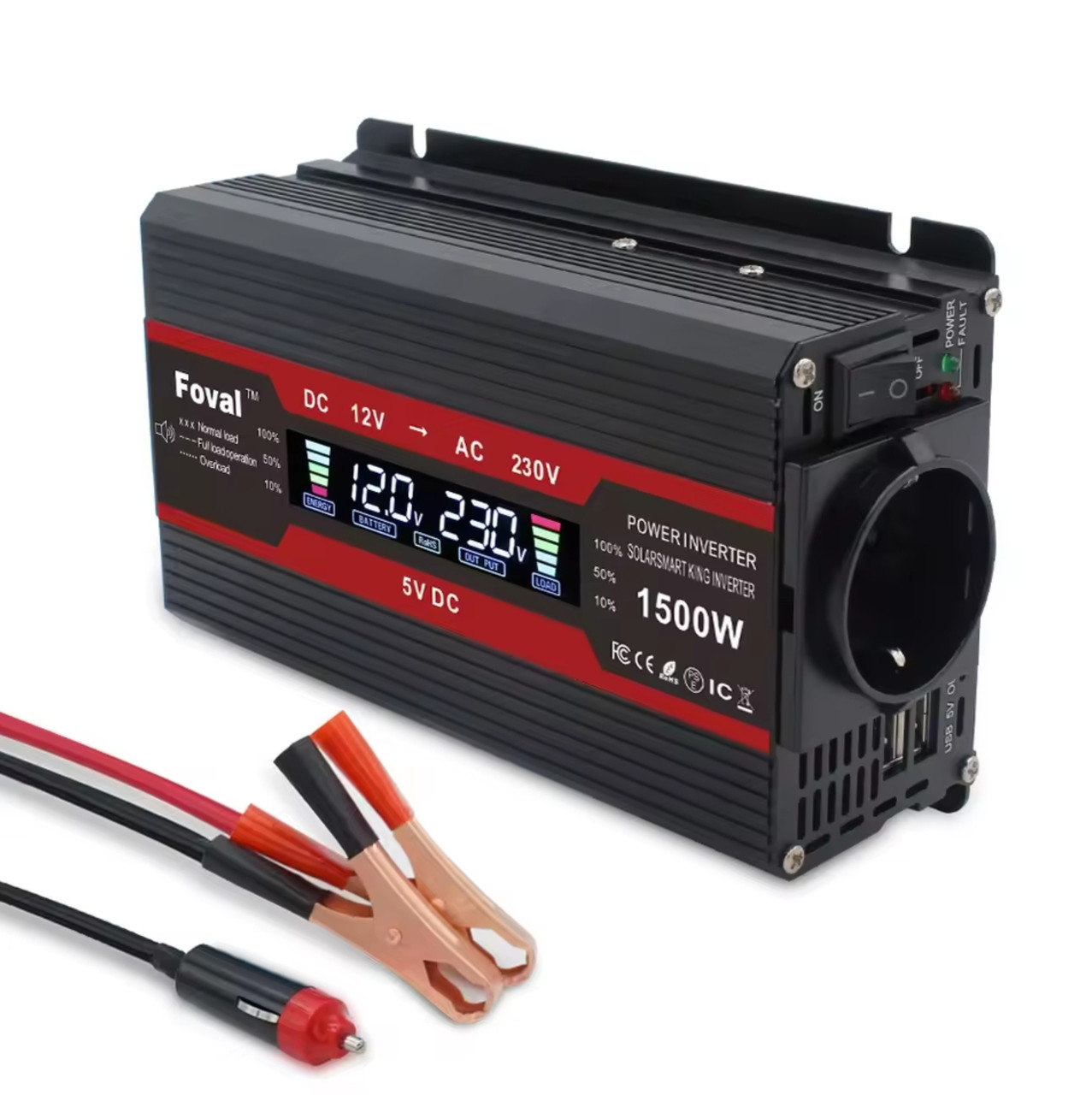 Інвертор автомобільний 12V-220V 1500 W (800 W nominal) перетворювач 12 в-220 В 1500 Вт