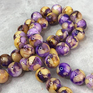 Намисто керамічне під мармур 10 мм - бузковий десерт