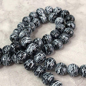 Намисто керамічне під мармур 10 мм - чорна зебра
