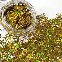 Гліттер 1 кг, дрібний декоративний дощ - золото голограма