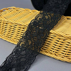 Гипюровое кружево стрейч (XB-8) 4,5 см - чорний