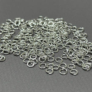 Колечко з'єднувальне, одинарне 4 мм, колір світле срібло - 10г/уп