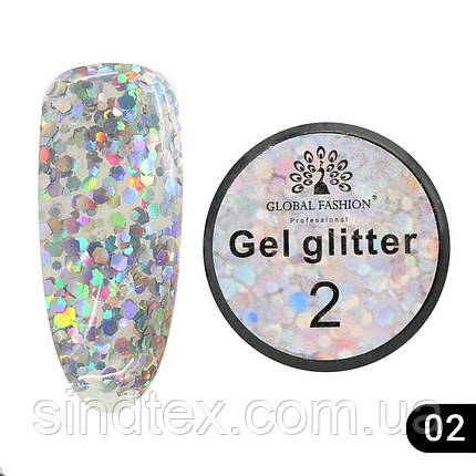 Гліттер гель Global Fashion 5 гр, №02, фото 1