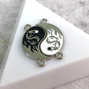 Конектор парний Інь-Янь 21х26 мм металевий, сталь білий з чорним