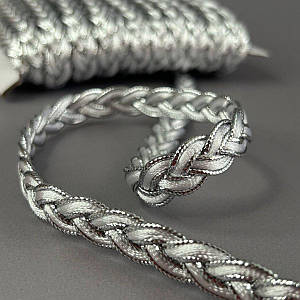 Декоративна тасьма-косичка 13 мм (8-464) - срібло