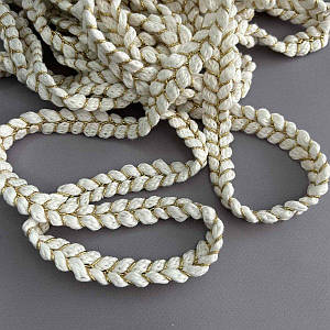 Декоративна тасьма-косичка 17 мм - золото з білим