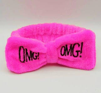 Косметична пов'язка на голову для вмивання, рожева