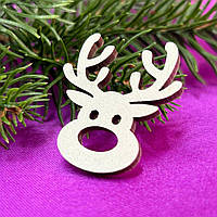 Дерев'яний декор новорічний "Голова оленя" 3,5 см