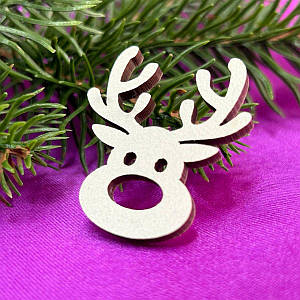 Дерев'яний декор новорічний "Голова оленя" 3,5 см