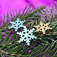 Дерев'яний декор новорічний "Сніжинки" 2 см м'ятний мікс- 35 шт/уп