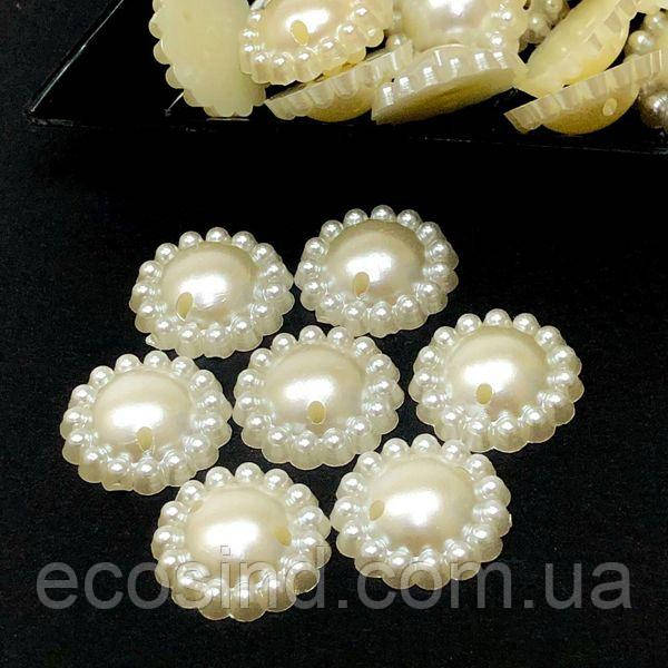 Намисто пластикова Ромашка айворі VA61, 13 мм-20шт, фото 1
