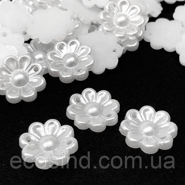 Намисто пластикове Ромашка біла VA71/162, 15 мм -20од, фото 1
