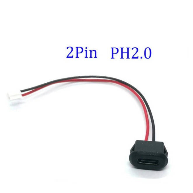 Врізний роз'єм USB Type C - PH2.0-2P гніздо мама вологозахисне 2 пін