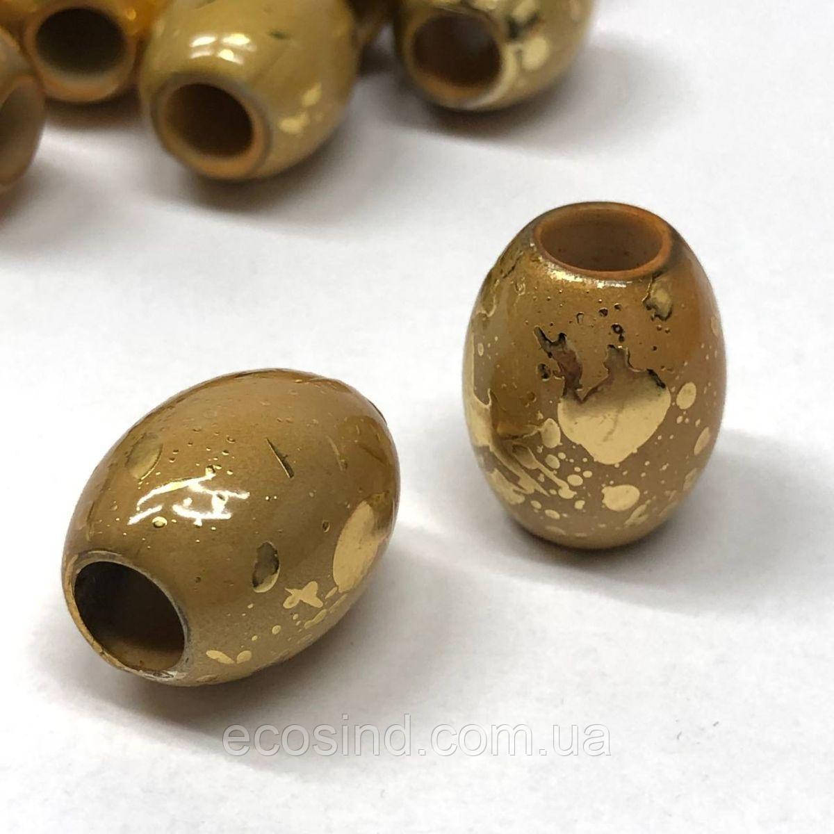 Намисто-кінцевик Оливка 15х18 мм #00127 - бежевий із золотом, фото 1