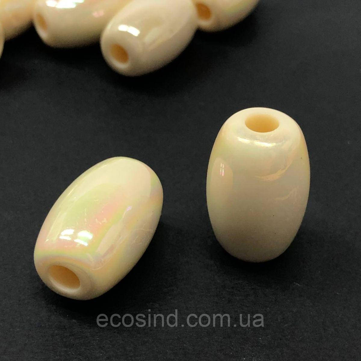 Намисто-кінцевик Оливка 16х24 мм #0017/98 - айворі з переливом, фото 1
