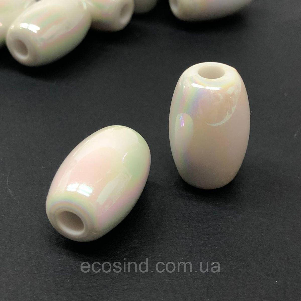 Намисто-кінцевик Оливка 16х24 мм #0017/98 - біла з переливом, фото 1