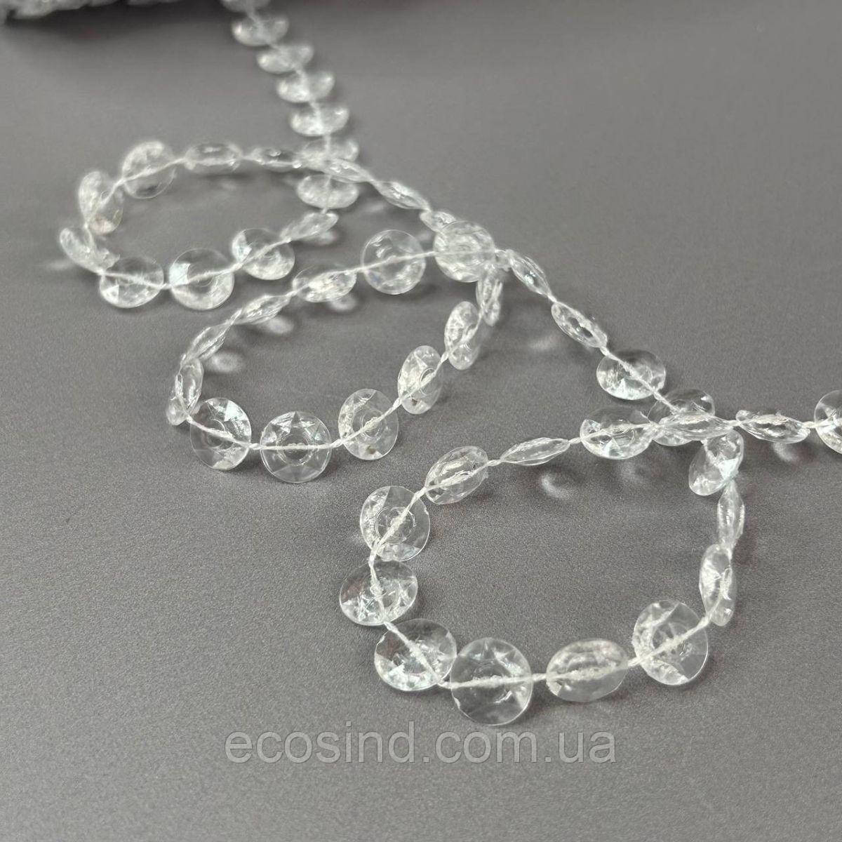 Намистини на нитці 10 мм кристали-монетки - прозорі, фото 1