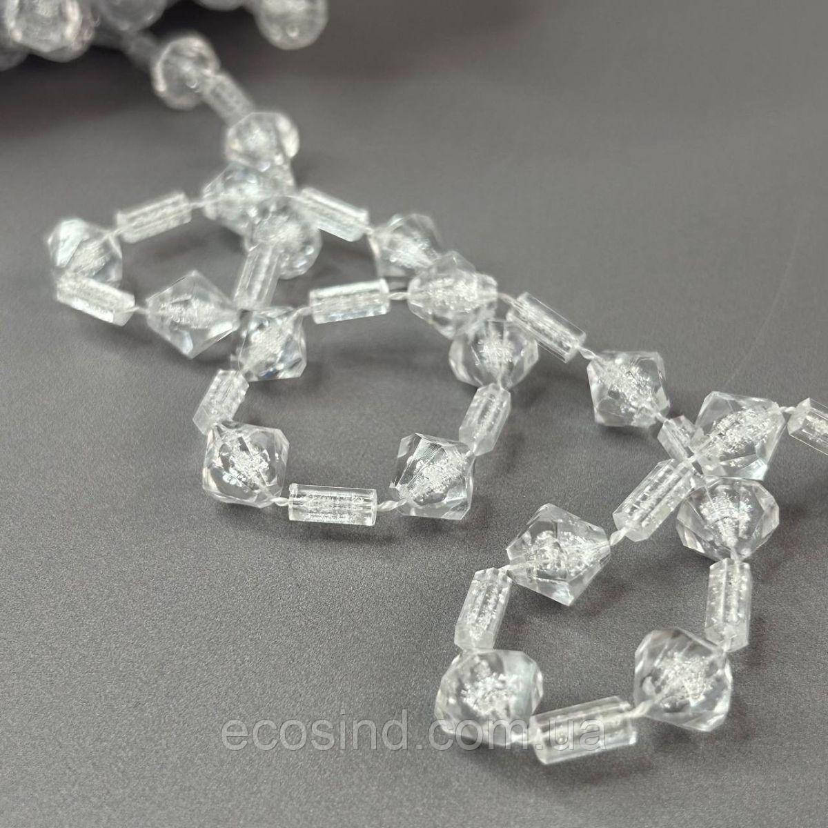 Намистини на нитці 11 мм кристали біконус - прозорий, фото 1