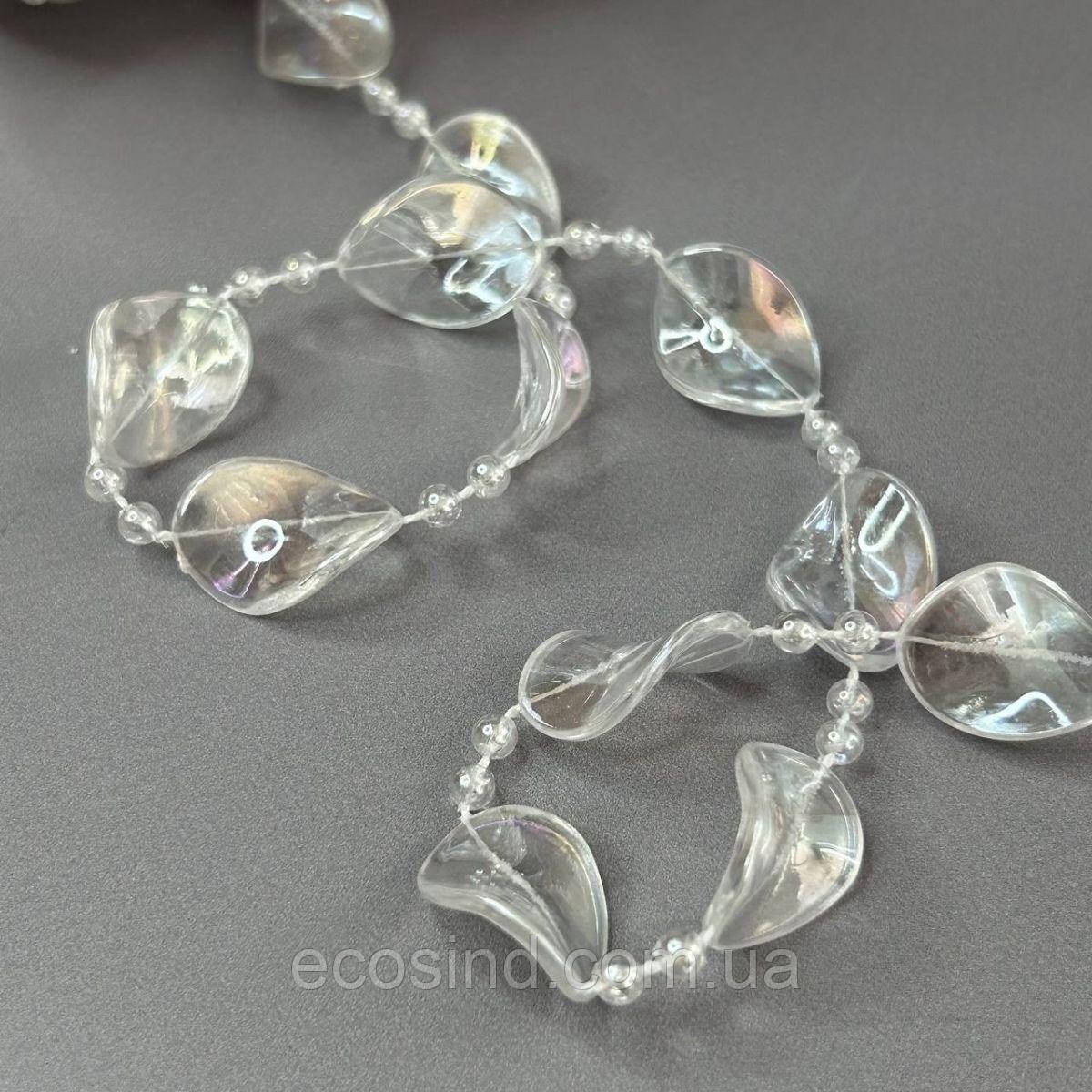 Намистини на нитці 20 мм кристали - прозорий з переливом, фото 1