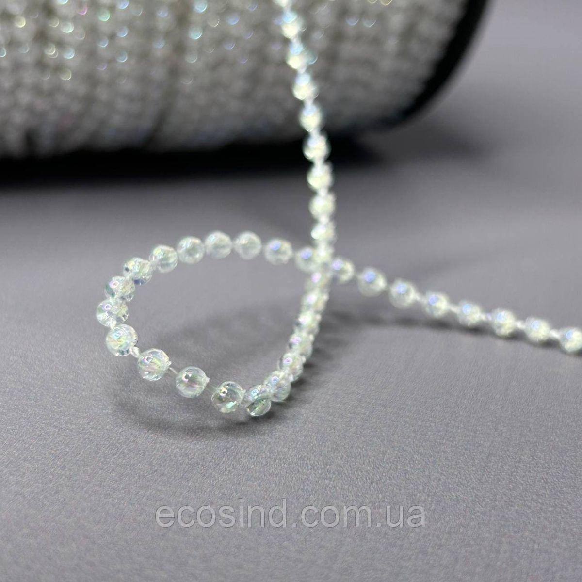 Намистини на нитці Ø3мм - прозорий з покриттям АВ, фото 1