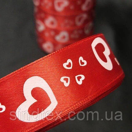Атласна стрічка червона "Валентіка" 2,5 см (23 м) "Sindtex" (АЛР2-006), фото 1
